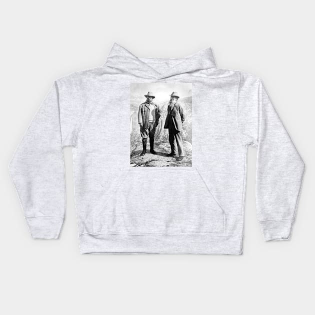 Theodore Roosevelt & John Muir Yosemite National Park California Kids Hoodie by blueduckstuff